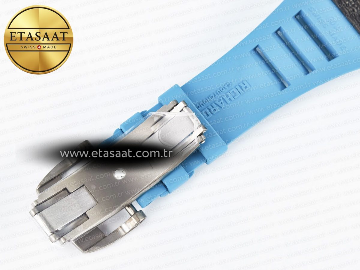 Richard Mille RM055 NTPT UOKF 1:1 Best Edition Blue Inner Bezel Black Crown on Blue Rubber Strap RMUL2 Super Clone - Görsel 21