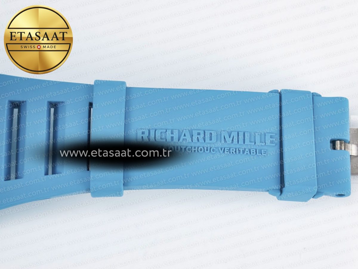 Richard Mille RM055 NTPT UOKF 1:1 Best Edition Blue Inner Bezel Black Crown on Blue Rubber Strap RMUL2 Super Clone - Görsel 23