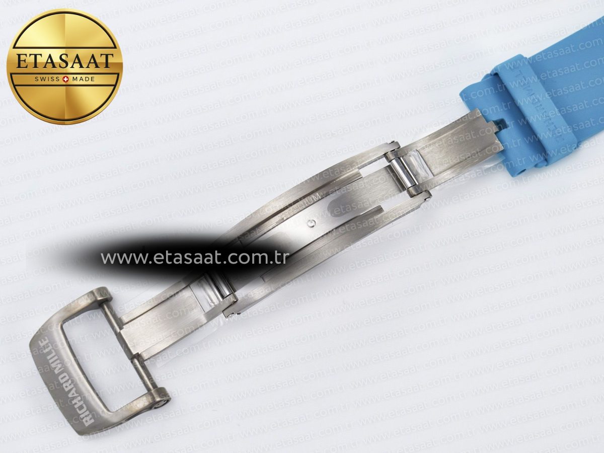 Richard Mille RM055 NTPT UOKF 1:1 Best Edition Blue Inner Bezel Black Crown on Blue Rubber Strap RMUL2 Super Clone - Görsel 24