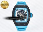 Richard Mille RM055 NTPT UOKF 1:1 Best Edition Blue Inner Bezel Black Crown on Blue Rubber Strap RMUL2 Super Clone - Görsel 3