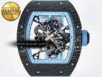 Richard Mille RM055 NTPT UOKF 1:1 Best Edition Blue Inner Bezel Black Crown on Blue Rubber Strap RMUL2 Super Clone - Görsel 4