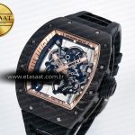 Richard Mille RM055 NTPT UOKF 1:1 Best Edition RG Inner Bezel Black Crown on Black Rubber Strap RMUL2 Super Clone