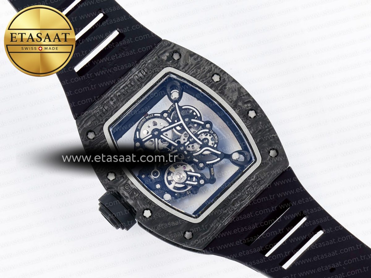 Richard Mille RM055 NTPT UOKF 1:1 Best Edition RG Inner Bezel Black Crown on Black Rubber Strap RMUL2 Super Clone - Görsel 16