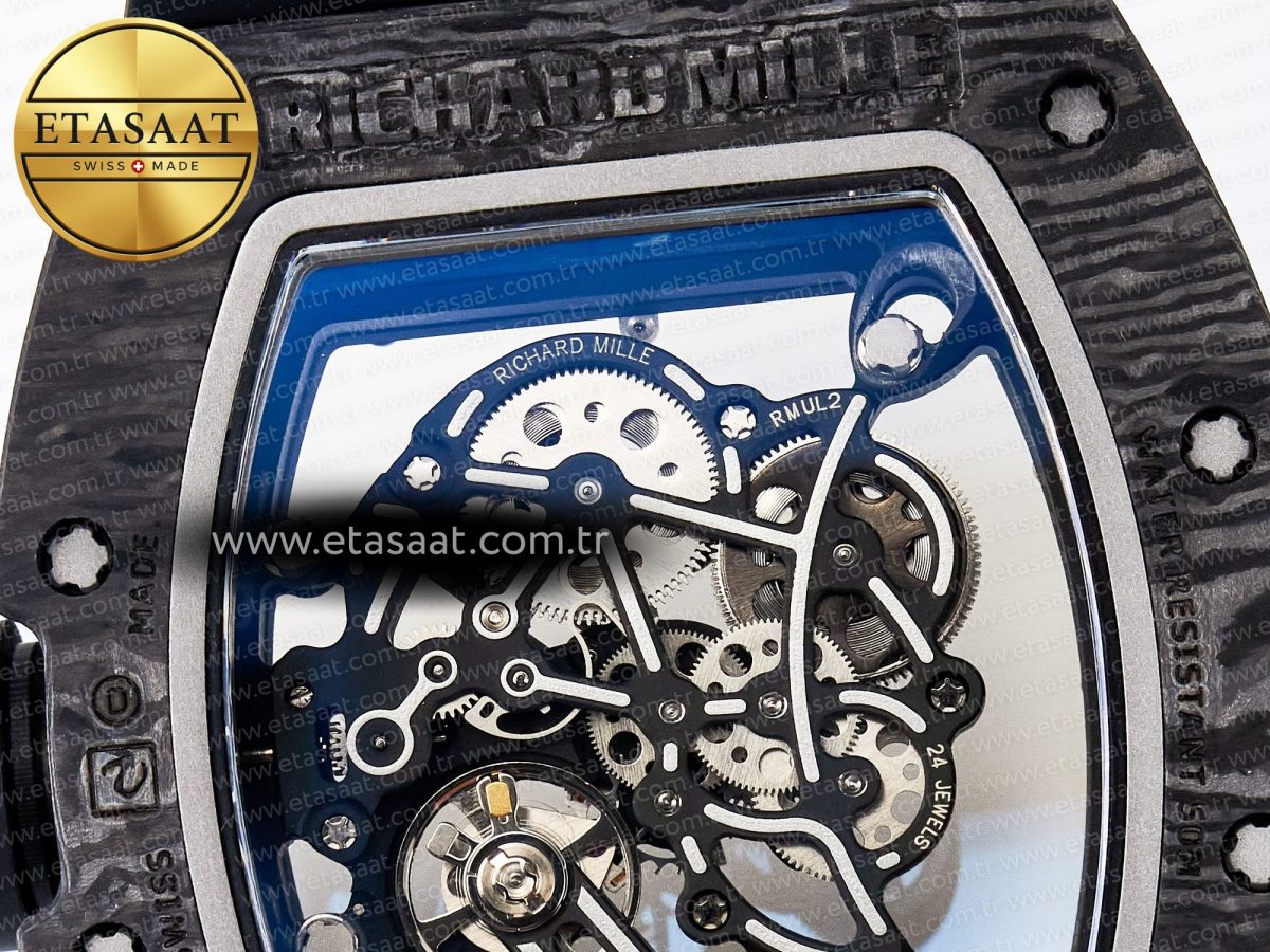 Richard Mille RM055 NTPT UOKF 1:1 Best Edition RG Inner Bezel Black Crown on Black Rubber Strap RMUL2 Super Clone - Görsel 17
