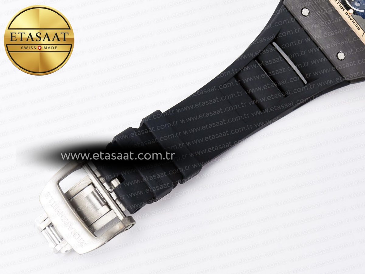 Richard Mille RM055 NTPT UOKF 1:1 Best Edition RG Inner Bezel Black Crown on Black Rubber Strap RMUL2 Super Clone - Görsel 20