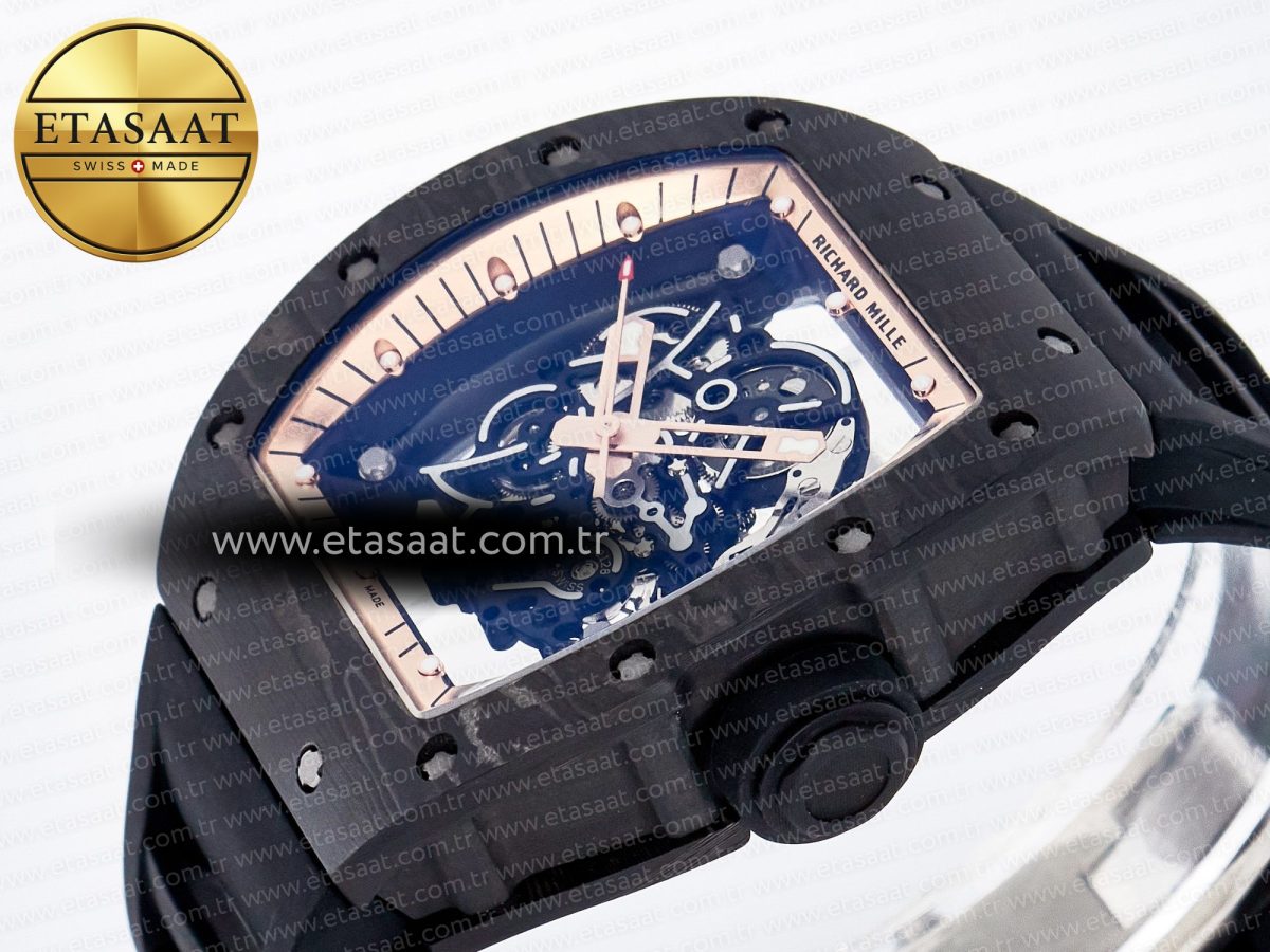 Richard Mille RM055 NTPT UOKF 1:1 Best Edition RG Inner Bezel Black Crown on Black Rubber Strap RMUL2 Super Clone - Görsel 6