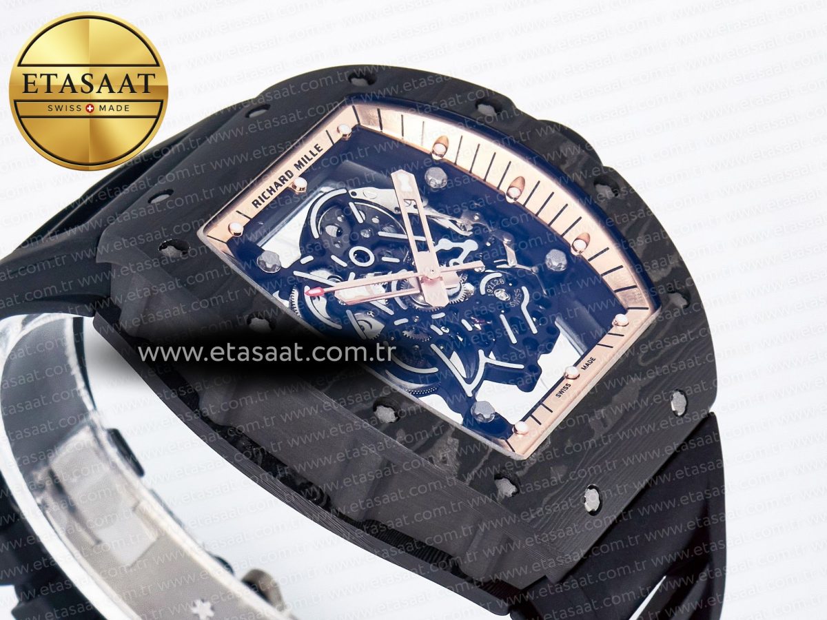 Richard Mille RM055 NTPT UOKF 1:1 Best Edition RG Inner Bezel Black Crown on Black Rubber Strap RMUL2 Super Clone - Görsel 7