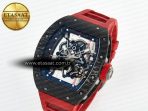 Richard Mille RM055 Ti/NTPT UOKF 1:1 Best Edition Black Inner Bezel Red Crown on Red Rubber Strap RMUL2 Super Clone