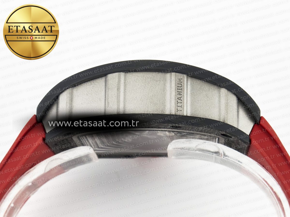 Richard Mille RM055 Ti/NTPT UOKF 1:1 Best Edition Black Inner Bezel Red Crown on Red Rubber Strap RMUL2 Super Clone - Görsel 13