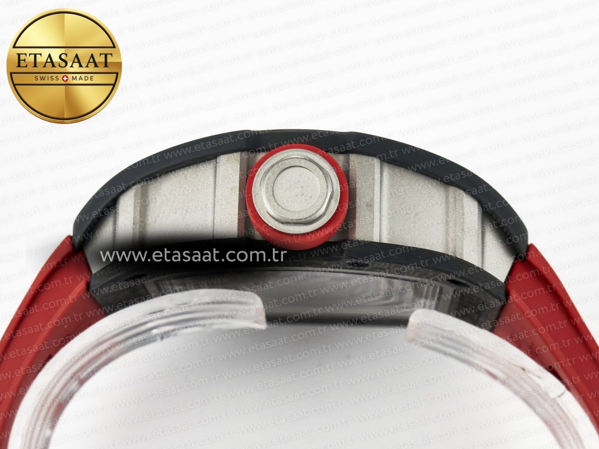 Richard Mille RM055 Ti/NTPT UOKF 1:1 Best Edition Black Inner Bezel Red Crown on Red Rubber Strap RMUL2 Super Clone - Görsel 14