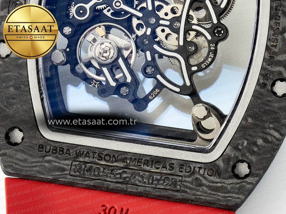 Richard Mille RM055 Ti/NTPT UOKF 1:1 Best Edition Black Inner Bezel Red Crown on Red Rubber Strap RMUL2 Super Clone - Görsel 18