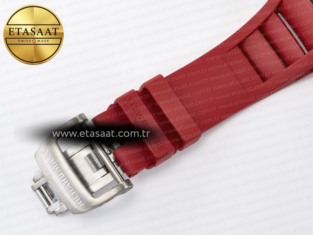 Richard Mille RM055 Ti/NTPT UOKF 1:1 Best Edition Black Inner Bezel Red Crown on Red Rubber Strap RMUL2 Super Clone - Görsel 20
