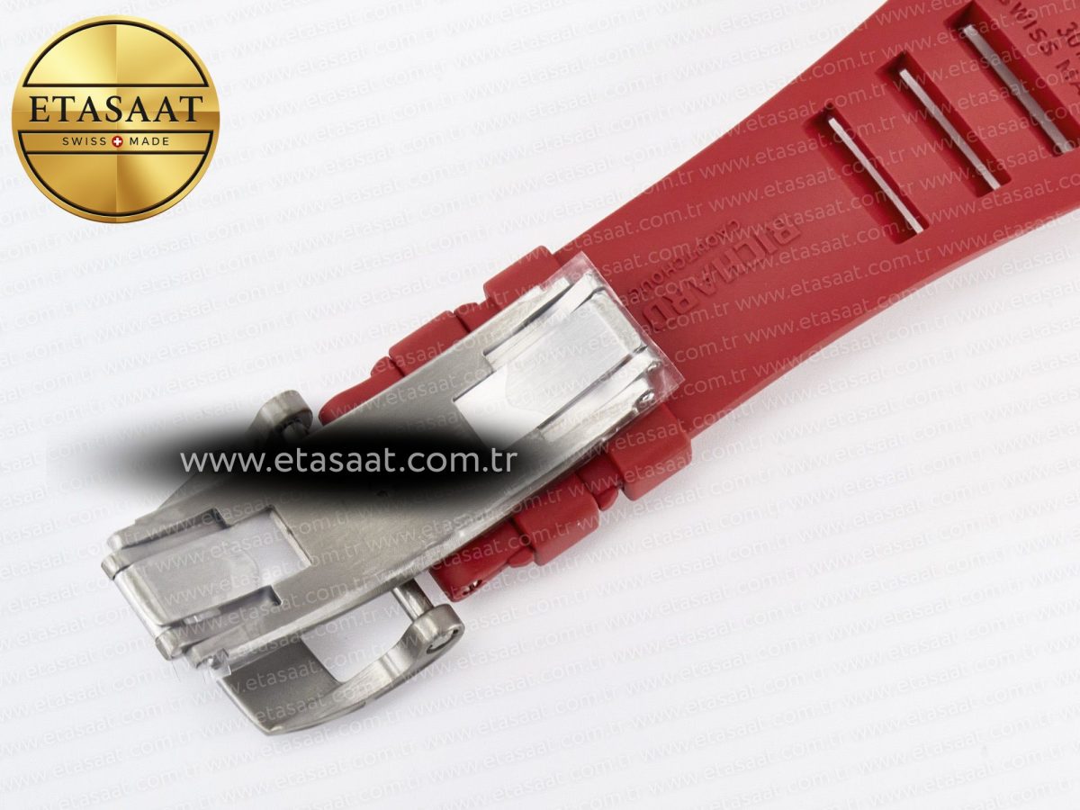 Richard Mille RM055 Ti/NTPT UOKF 1:1 Best Edition Black Inner Bezel Red Crown on Red Rubber Strap RMUL2 Super Clone - Görsel 21