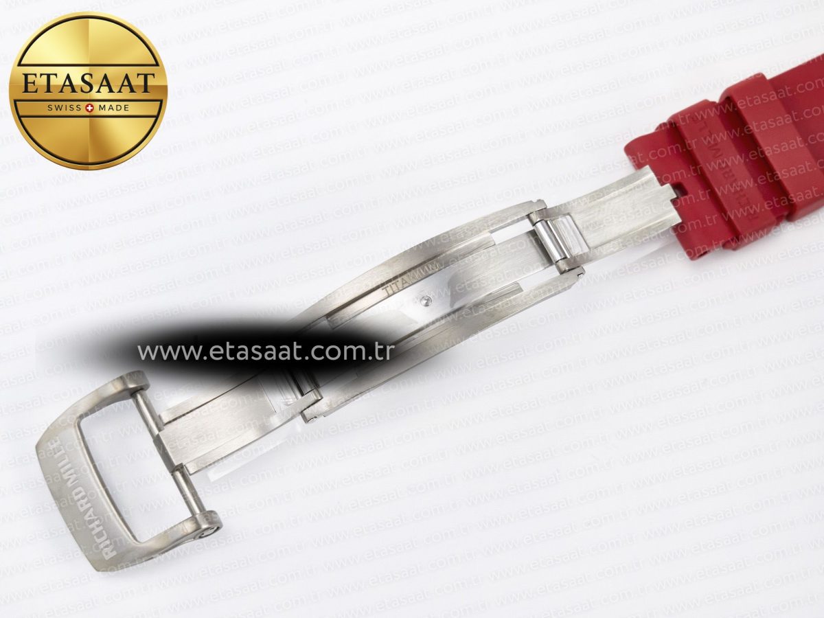 Richard Mille RM055 Ti/NTPT UOKF 1:1 Best Edition Black Inner Bezel Red Crown on Red Rubber Strap RMUL2 Super Clone - Görsel 23