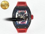 Richard Mille RM055 Ti/NTPT UOKF 1:1 Best Edition Black Inner Bezel Red Crown on Red Rubber Strap RMUL2 Super Clone - Görsel 3