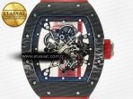 Richard Mille RM055 Ti/NTPT UOKF 1:1 Best Edition Black Inner Bezel Red Crown on Red Rubber Strap RMUL2 Super Clone - Görsel 4