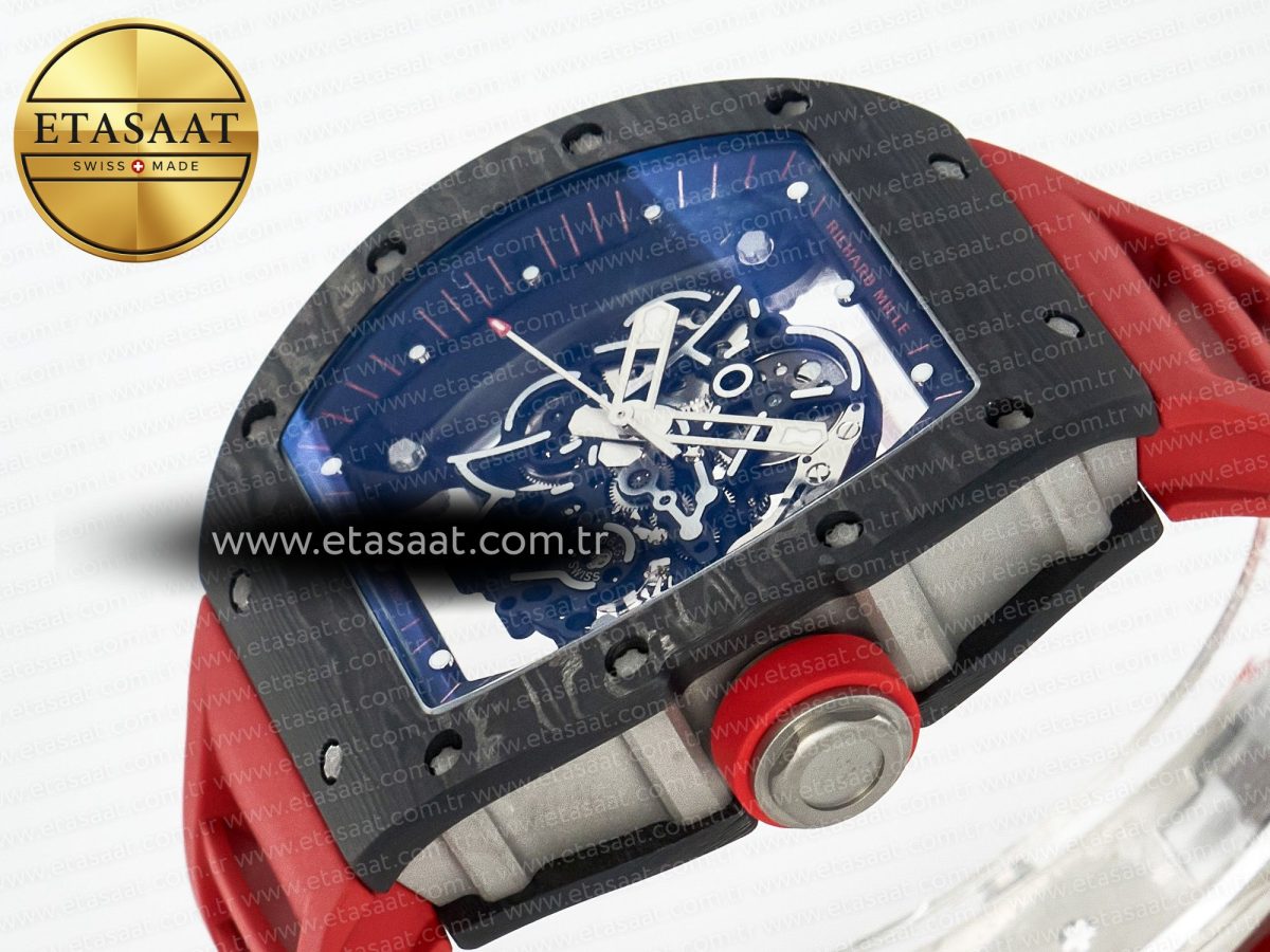 Richard Mille RM055 Ti/NTPT UOKF 1:1 Best Edition Black Inner Bezel Red Crown on Red Rubber Strap RMUL2 Super Clone - Görsel 6