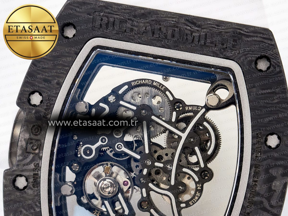 Richard Mille RM055 Ti/NTPT UOKF 1:1 Best Edition White/Black Inner Bezel White Crown on White Rubber Strap RMUL2 Super Clone - Görsel 17