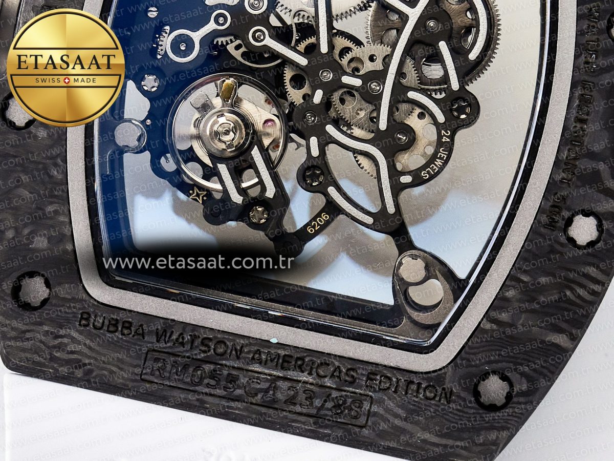 Richard Mille RM055 Ti/NTPT UOKF 1:1 Best Edition White/Black Inner Bezel White Crown on White Rubber Strap RMUL2 Super Clone - Görsel 18