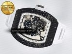 Richard Mille RM055 Ti/NTPT UOKF 1:1 Best Edition White/Black Inner Bezel White Crown on White Rubber Strap RMUL2 Super Clone - Görsel 9