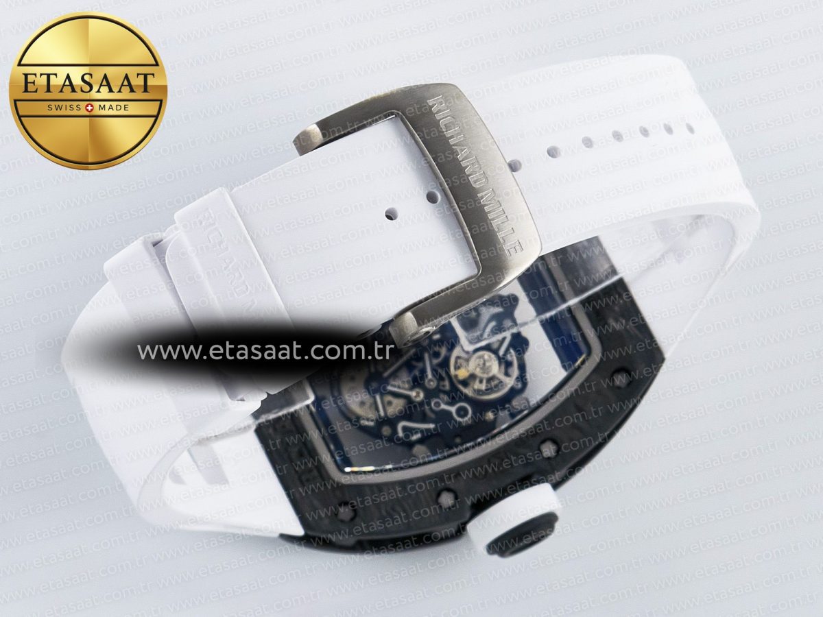 Richard Mille RM055 Ti/NTPT UOKF 1:1 Best Edition White/Red Inner Bezel White Crown on White Rubber Strap RMUL2 Super Clone - Görsel 15