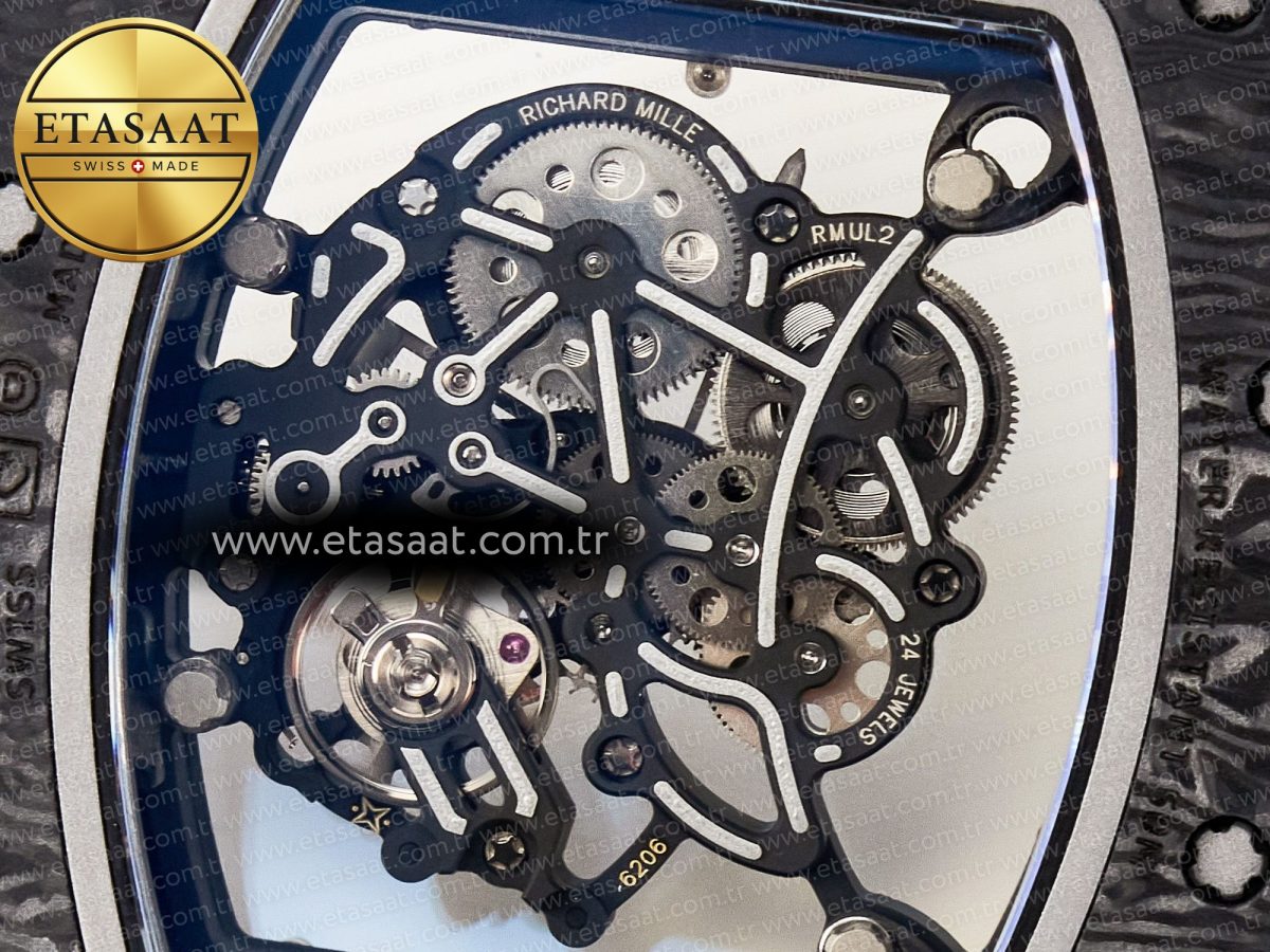 Richard Mille RM055 Ti/NTPT UOKF 1:1 Best Edition White/Red Inner Bezel White Crown on White Rubber Strap RMUL2 Super Clone - Görsel 17