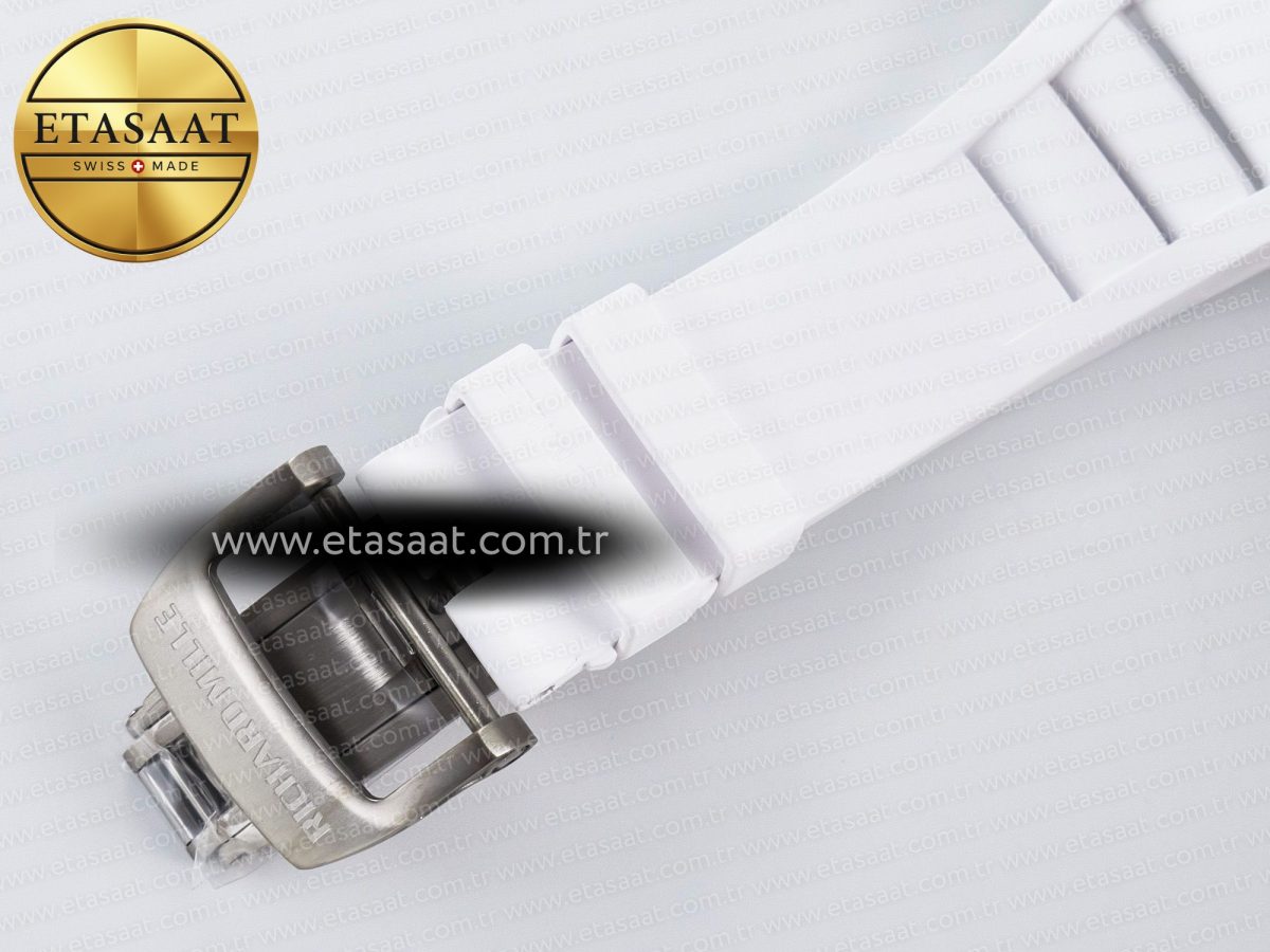 Richard Mille RM055 Ti/NTPT UOKF 1:1 Best Edition White/Red Inner Bezel White Crown on White Rubber Strap RMUL2 Super Clone - Görsel 20