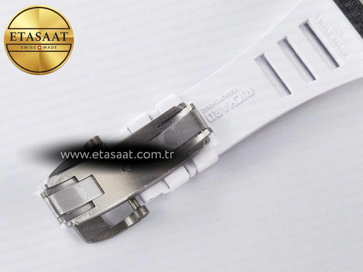 Richard Mille RM055 Ti/NTPT UOKF 1:1 Best Edition White/Red Inner Bezel White Crown on White Rubber Strap RMUL2 Super Clone - Görsel 21