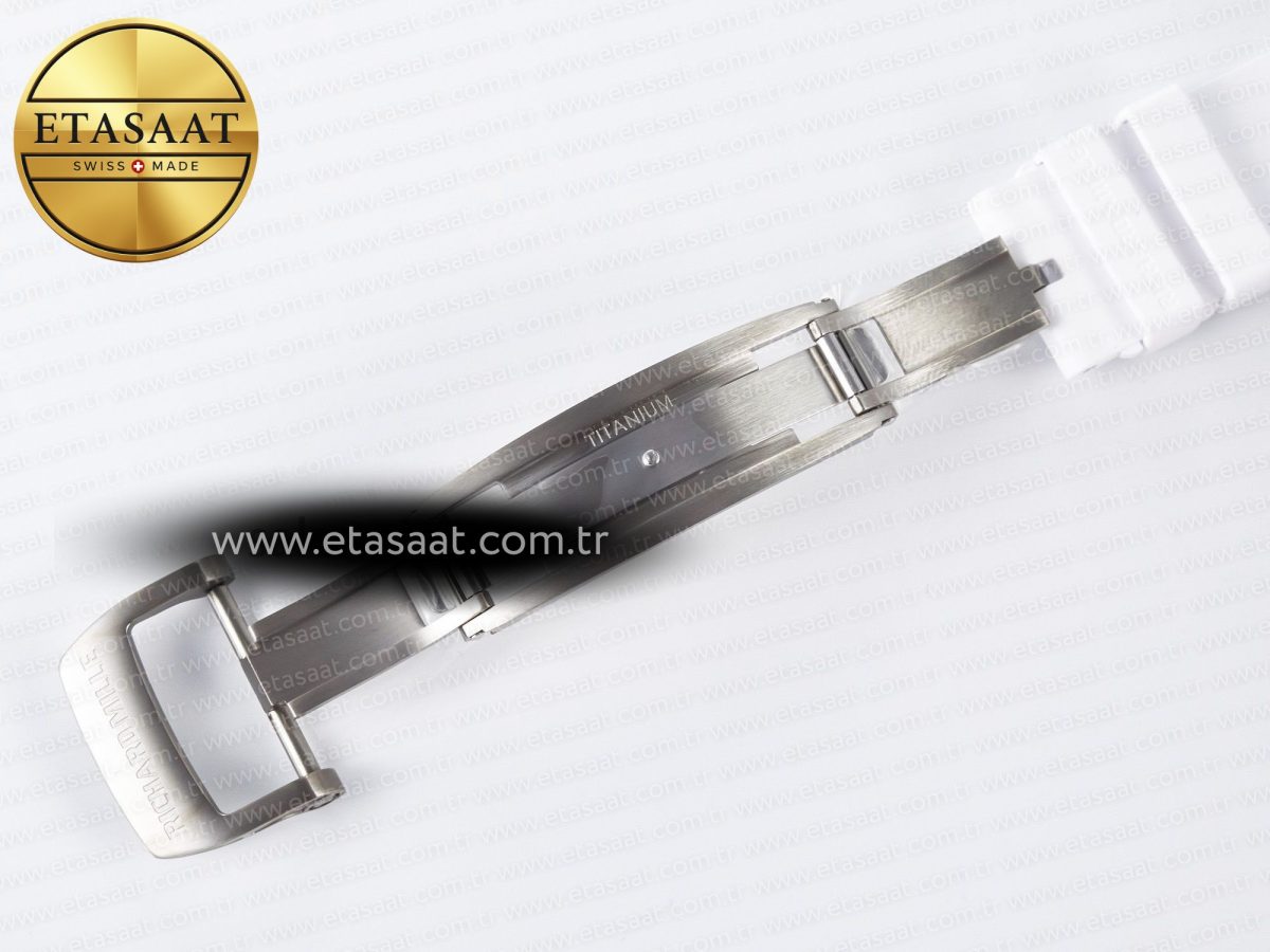 Richard Mille RM055 Ti/NTPT UOKF 1:1 Best Edition White/Red Inner Bezel White Crown on White Rubber Strap RMUL2 Super Clone - Görsel 23