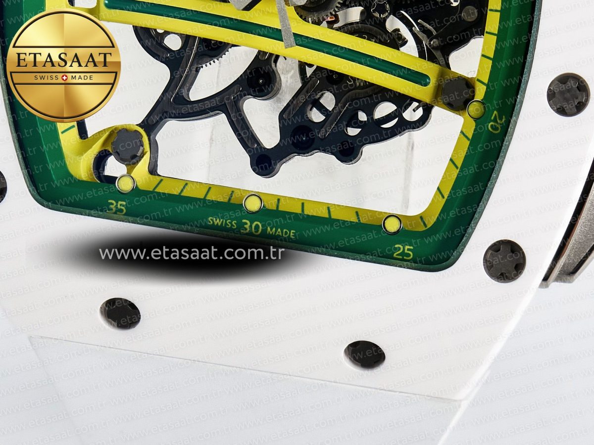 Richard Mille RM061 White Ceramic ZF 1:1 Best Edition on White Rubber Strap RMUL2 Super Clone - Görsel 12