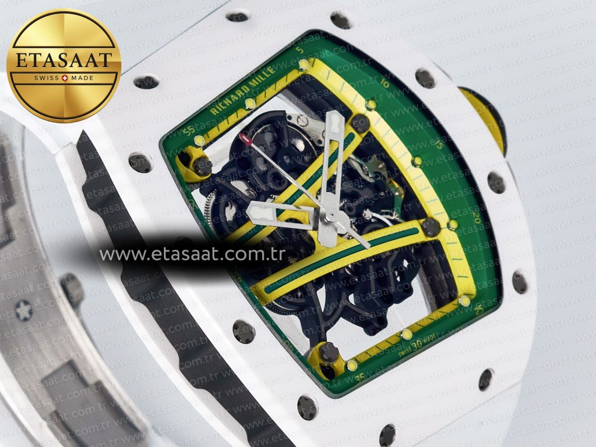 Richard Mille RM061 White Ceramic ZF 1:1 Best Edition on White Rubber Strap RMUL2 Super Clone - Görsel 5