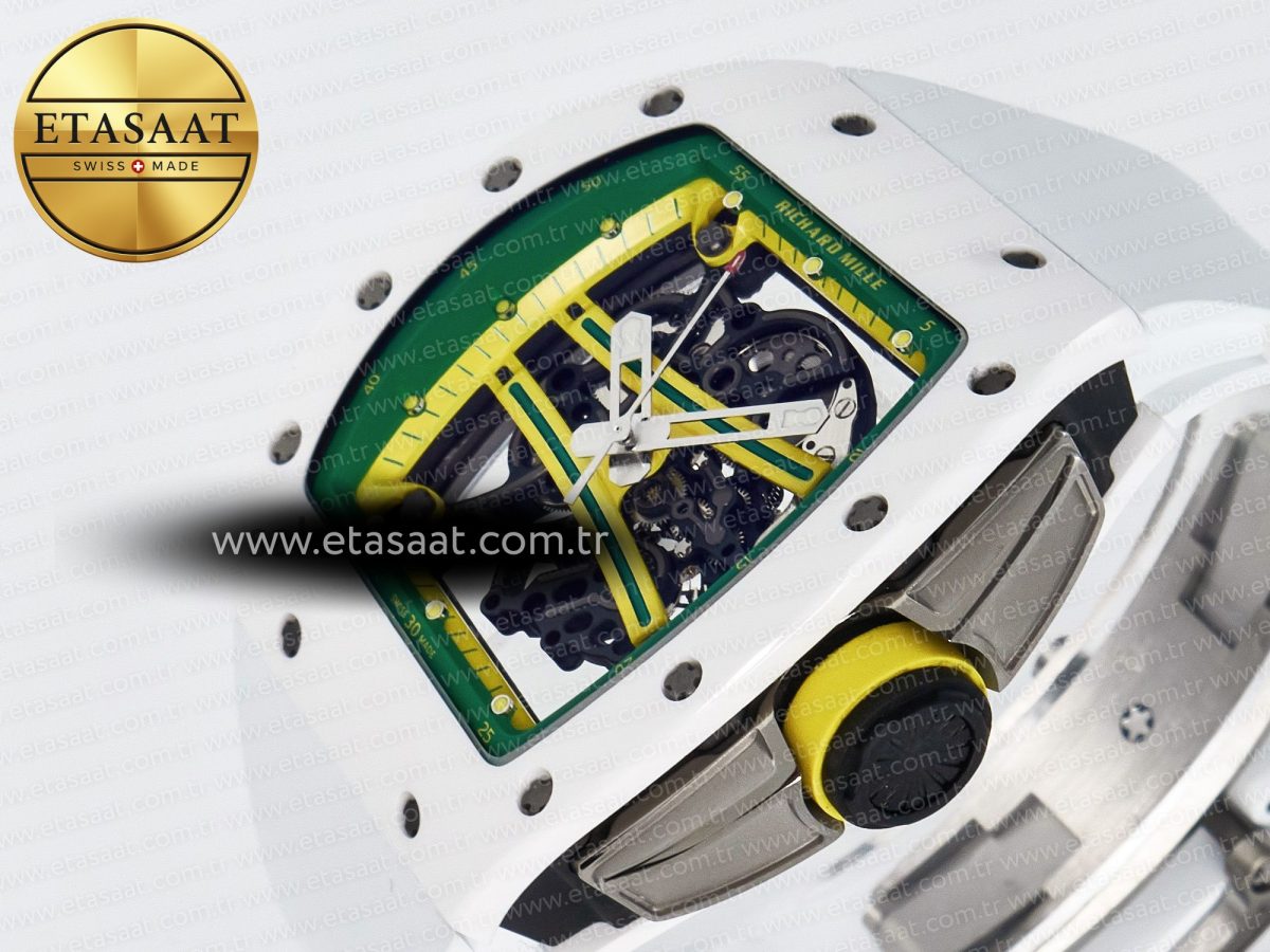 Richard Mille RM061 White Ceramic ZF 1:1 Best Edition on White Rubber Strap RMUL2 Super Clone - Görsel 6