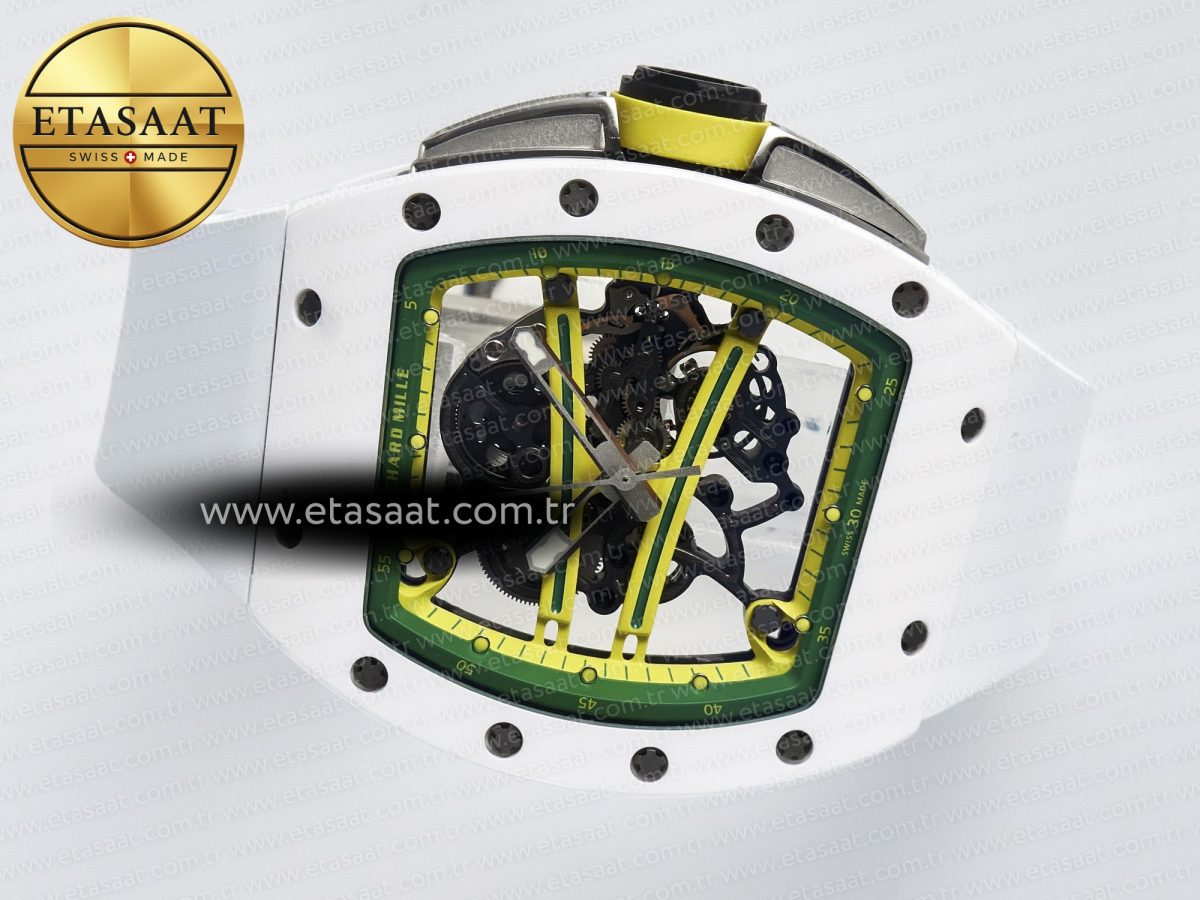 Richard Mille RM061 White Ceramic ZF 1:1 Best Edition on White Rubber Strap RMUL2 Super Clone - Görsel 9