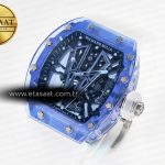Richard Mille RM27-03 Blue Transparent Tourbillon MSF Best Edition Skull Dial on White Rubber Strap