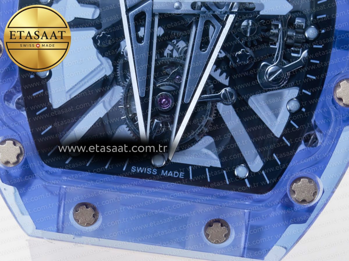Richard Mille RM27-03 Blue Transparent Tourbillon MSF Best Edition Skull Dial on White Rubber Strap - Görsel 12
