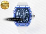 Richard Mille RM27-03 Blue Transparent Tourbillon MSF Best Edition Skull Dial on White Rubber Strap - Görsel 3
