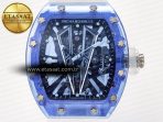 Richard Mille RM27-03 Blue Transparent Tourbillon MSF Best Edition Skull Dial on White Rubber Strap - Görsel 4