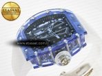 Richard Mille RM27-03 Blue Transparent Tourbillon MSF Best Edition Skull Dial on White Rubber Strap - Görsel 6