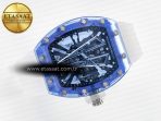 Richard Mille RM27-03 Blue Transparent Tourbillon MSF Best Edition Skull Dial on White Rubber Strap - Görsel 8