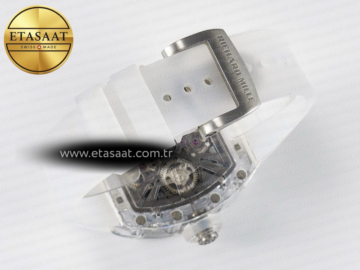Richard Mille RM27-03 White Transparent Tourbillon MSF Best Edition Skull Dial on White Rubber Strap - Görsel 15
