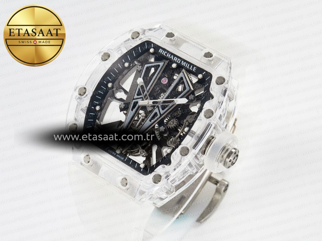 rm27 03 white transparent tourbillon msf best edition skull dial on white rubber strap2