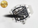 Richard Mille RM27-03 White Transparent Tourbillon MSF Best Edition Skull Dial on White Rubber Strap - Görsel 8