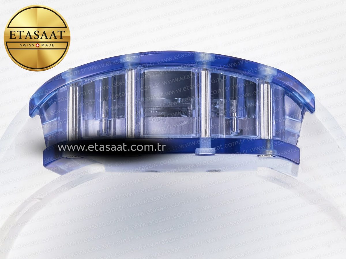 Richard Mille RM52-01 Blue Transparent Tourbillon MSF Best Edition Skull Dial on White Rubber Strap - Görsel 13