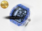 Richard Mille RM52-01 Blue Transparent Tourbillon MSF Best Edition Skull Dial on White Rubber Strap - Görsel 2