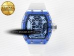 Richard Mille RM52-01 Blue Transparent Tourbillon MSF Best Edition Skull Dial on White Rubber Strap - Görsel 3