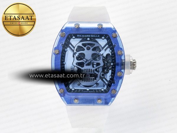 Richard Mille RM52-01 Mavi Şeffaf Tourbillon Msf Kauçuk Eta Saat - Görsel 3 - 1:1 Süper Klon Saat