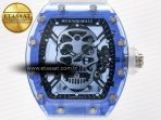 Richard Mille RM52-01 Blue Transparent Tourbillon MSF Best Edition Skull Dial on White Rubber Strap - Görsel 4