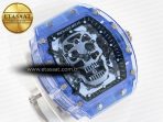 Richard Mille RM52-01 Blue Transparent Tourbillon MSF Best Edition Skull Dial on White Rubber Strap - Görsel 5
