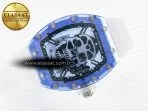 Richard Mille RM52-01 Blue Transparent Tourbillon MSF Best Edition Skull Dial on White Rubber Strap - Görsel 8