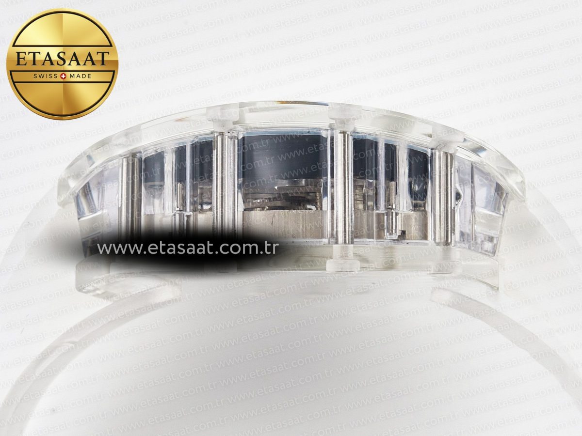 Richard Mille RM52-01 White Transparent Tourbillon MSF Best Edition Skull Dial on White Rubber Strap - Görsel 13